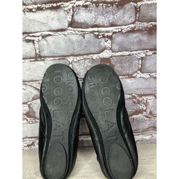 Chocolate Blu CAM2 Black Pleated Leather Ballet Flats Shoes Women Sz 8M US/39EU - Picture 11 of 16